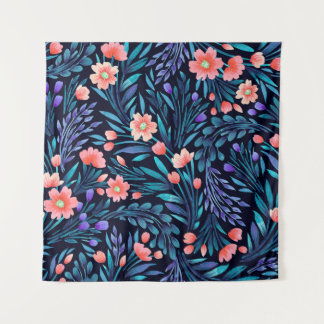 花の水彩シームレスパターン タペストリー