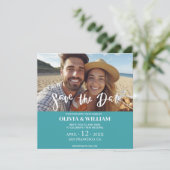 花の水彩トロピカルビーチ　保存日付 招待状 (スタンド正面)