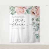 花の水彩ピンクのブライズシャワー タペストリー (正面)