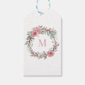 花の水彩モノグラム - イニシャルをカスタマイズ ギフトタグ (正面)
