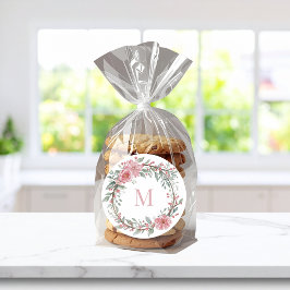 花の水彩モノグラム - イニシャルをパーソナライズ ラウンドシール