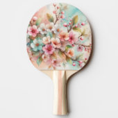 花の水彩モノグラム ピンクの桜 卓球ラケット (裏面)