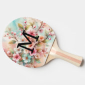 花の水彩モノグラム ピンクの桜 卓球ラケット (横)