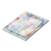 花の水彩モノグラム 紫色のアイリス ノートパッド (回転)