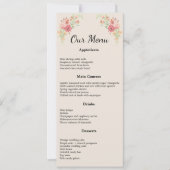 花の水彩リングや輪ベージュのメニューカード 招待状 (正面)