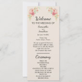 花の水彩リングや輪ベージュプログラムカード 招待状 (正面)