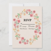 花の水彩リングや輪Beige RSVPカード 招待状 (正面)