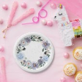 花の水彩リース ペーパープレート (パーティー)