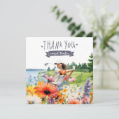 花の水彩付きゴルフサンキューカード サンキューカード (スタンド正面)