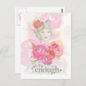 花の水彩少女_あなたは十分である ポストカード (正面/裏面)