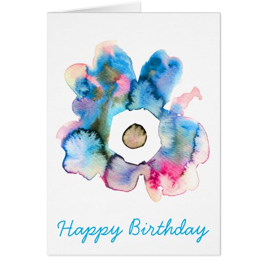 花の水彩手描き抽象アート (正面)