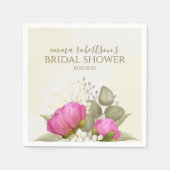 花の水彩画のグリーン ピオニー ブライダルシャワー スタンダードカクテルナプキン (正面)