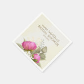 花の水彩画のグリーン ピオニー ブライダルシャワー スタンダードカクテルナプキン (角)