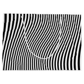 花の水彩画のスカルはとの縞で飾ります ラージペーパーバッグ (裏面)