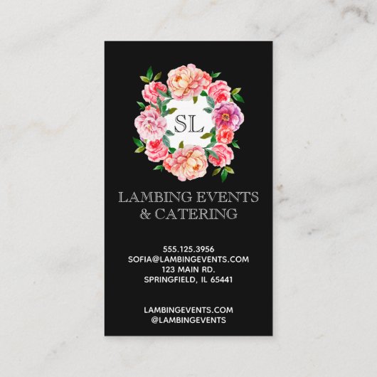 花の水彩画のスカルはとの縞で飾ります 名刺 (裏面)