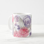 花の水彩画のマグ コーヒーマグカップ (正面左)