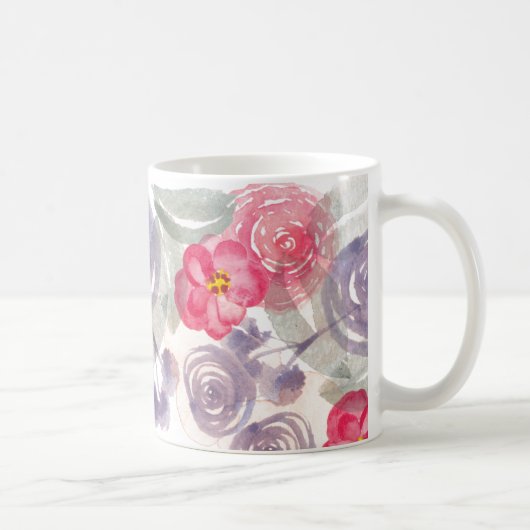 花の水彩画のマグ コーヒーマグカップ (右)