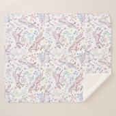 花の水彩画のユニコーンパターン シェルパブランケット (正面(横))