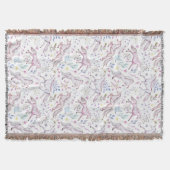 花の水彩画のユニコーンパターン スローブランケット (正面)