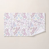 花の水彩画のユニコーンパターン バスタオルセット (ハンドタオル)