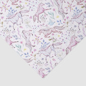 花の水彩画のユニコーンパターン 薄葉紙 (詳細)