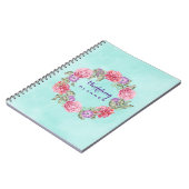 花の水彩画のリースのウェディングプランナー ノートブック (左側)