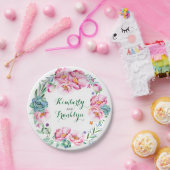 花の水彩画のリースのピンクのsucculentsのboho ペーパープレート (パーティー)