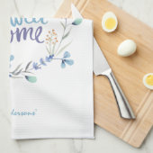 花の水彩画のリースの家の菓子の家 キッチンタオル (四つ折り)