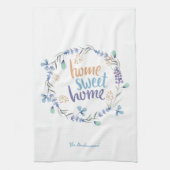 花の水彩画のリースの家の菓子の家 キッチンタオル (縦)