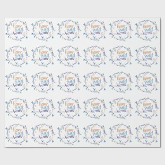 花の水彩画のリースの家の菓子の家 ラッピングペーパー (フラット)