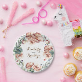 花の水彩画のリースのsucculentsのbohoの秋 ペーパープレート (パーティー)