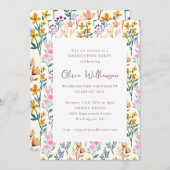 花の水彩画のワイルドフラワーの卒業パーティー 招待状 (正面/裏面)