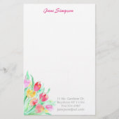 花の水彩画の個人的な静止した 便箋 (正面)