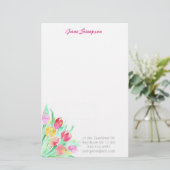 花の水彩画の個人的な静止した 便箋 (スタンド正面)