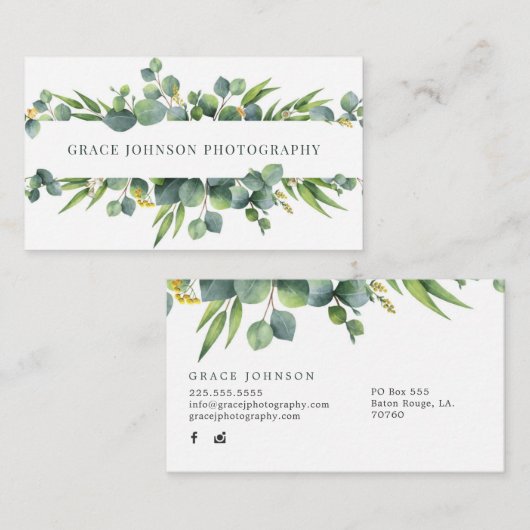 花の水彩画の写真撮影 名刺 (正面/裏面)