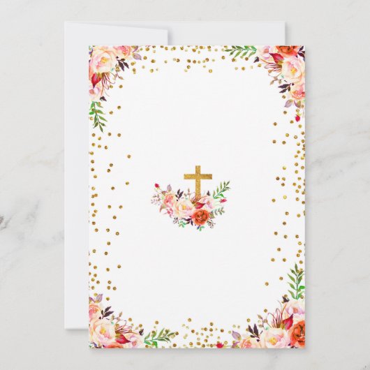 花の水彩画の最初聖餐式の招待状 招待状 (裏面)