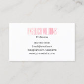 花の水彩画の粋なピンクのバラの花 名刺 (裏面)