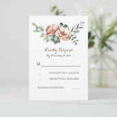 花の水彩画の花束の秋のアイボリーの結婚式のrsvp 出欠カード (スタンド正面)