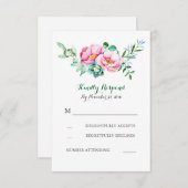 花の水彩画の花束の結婚式のrsvp 出欠カード (正面/裏面)