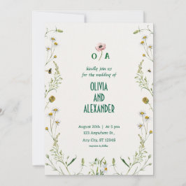 花の水彩画イラスト 結婚式招待状 招待状