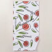 花の水彩画バチェロレッテパーティー オーダーメイド ビーチタオル (正面)