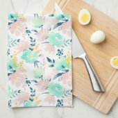 花の水彩画パターン キッチンタオル (四つ折り)