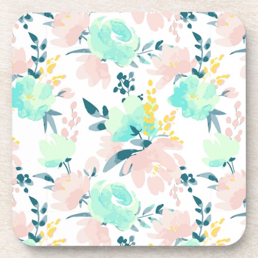 花の水彩画パターン コースター (正面)