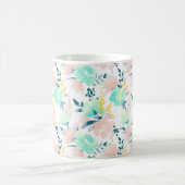 花の水彩画パターン コーヒーマグカップ (中央)