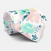 花の水彩画パターン ネクタイ (ロール)