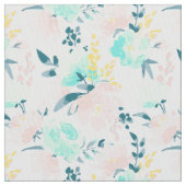 花の水彩画パターン ファブリック (クローズアップ)