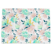 花の水彩画パターン ラージペーパーバッグ (正面)