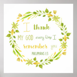 花の水彩画フィリピ人への手紙聖書の詩ポスター ポスター