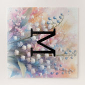 花の水彩画モノグラム　すずらん ジグソーパズル (横)