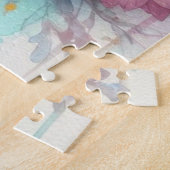 花の水彩画モノグラム ピンク 黄色 ヒマワリ ジグソーパズル (側面)